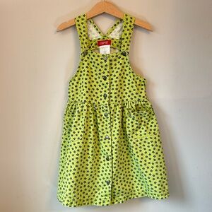 Vintage ESPRIT Girl’s Lime Green Flower Overalls Dress Size L